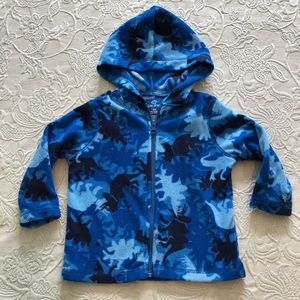 BLUE CAMO DINOSAUR HOODED FLEECE SIZE 18 MONTHS